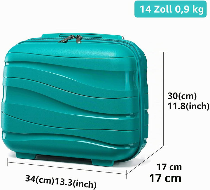 KONO Kosmetikkoffer Hartschale Klein Beautycase Damen Handgepäck, Polypropylen, 34x30x17cm (Türkis)