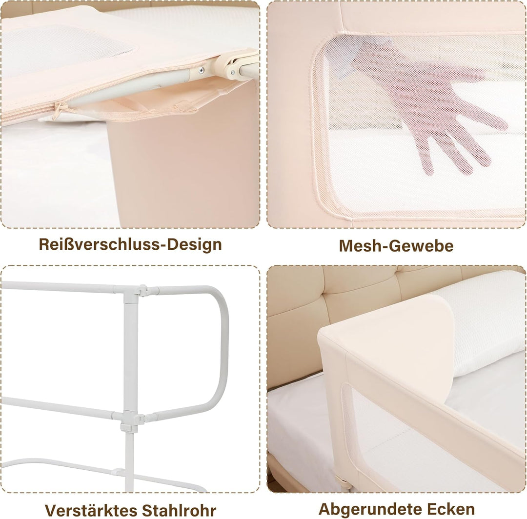 Rausfallschutz Bett Reise 185cm, 2-IN-1 Funktion als Baby Beistellbett und Bettgitter Baby, Rausfall