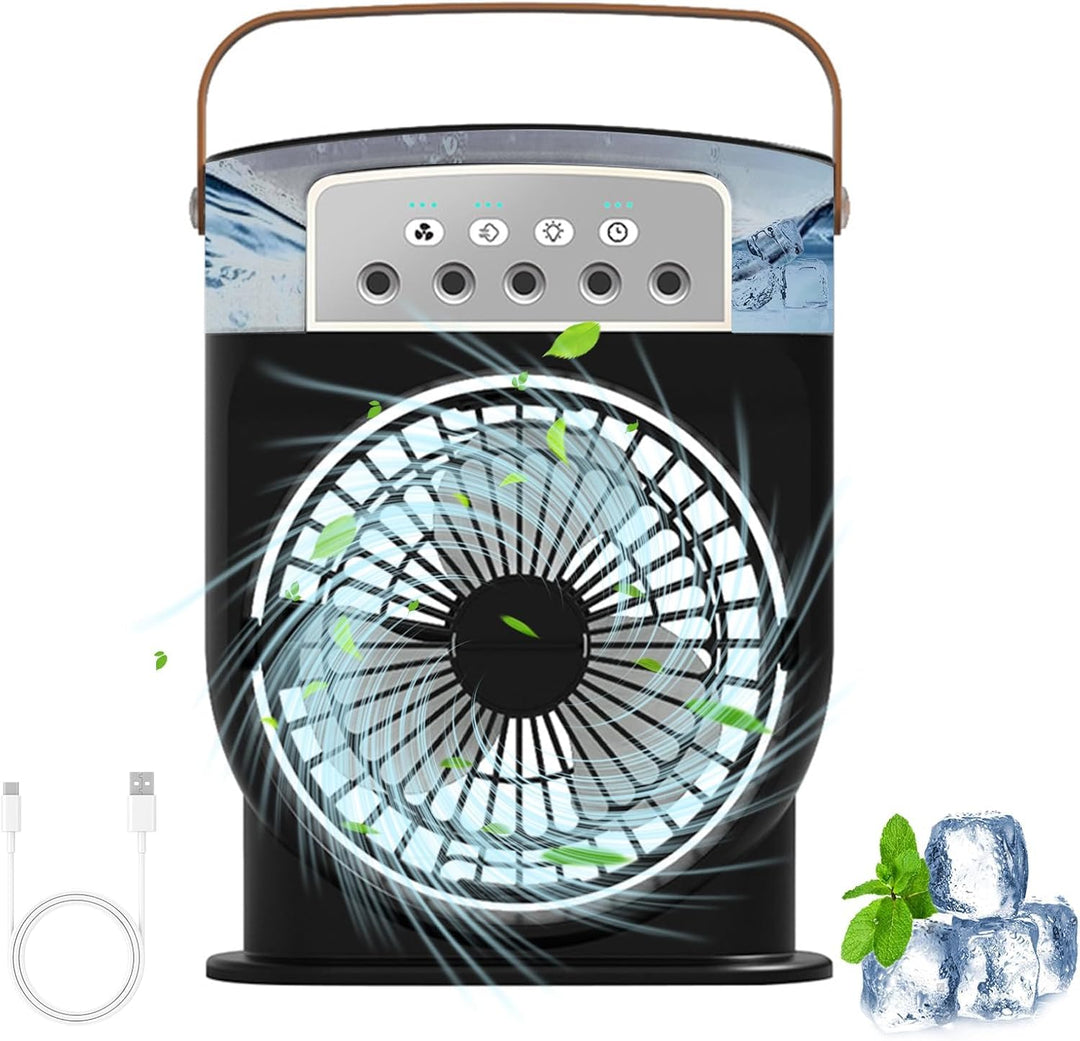 ragbare Klimaanlage Fan, 4 in 1 Personal Mini Cooling Fan mit Wassernebel Spray, 3 Geschwindigkeiten