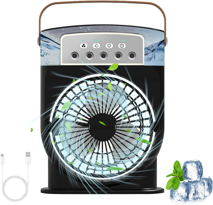 ragbare Klimaanlage Fan, 4 in 1 Personal Mini Cooling Fan mit Wassernebel Spray, 3 Geschwindigkeiten