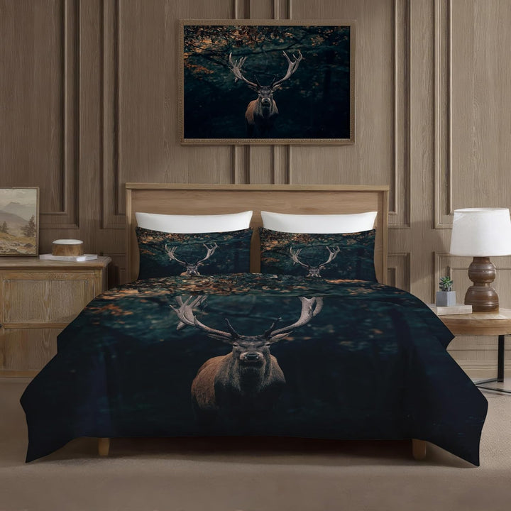 GEDAEUBA Sommer Bettwäsche 140x200 Hirsch - Waldtiere Bettbezug 140x200 2er Set, Wendebettwäsche und