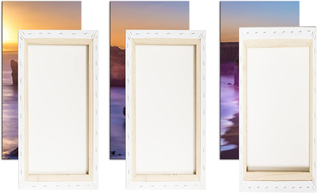 deyoli Atemberaubender Sandstrand im Sonnenuntergang Format: 3-teilig 120x80 als Leinwand, Motiv fer