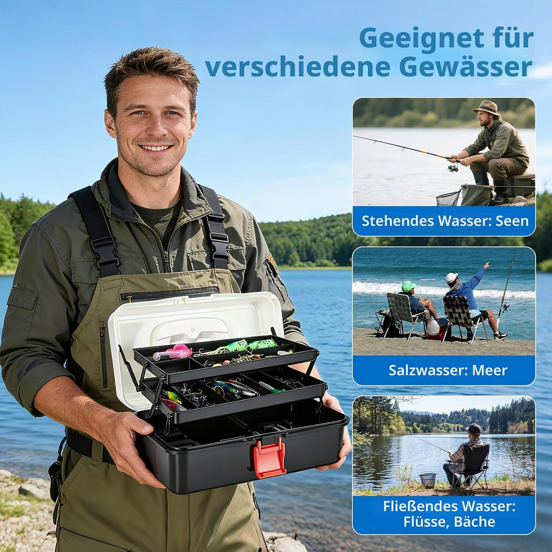 Angelkoffer 239-teilig mit Angelzubehör Set - Komplettes Angelset für Anfänger &amp; Profis inkl. Bleige