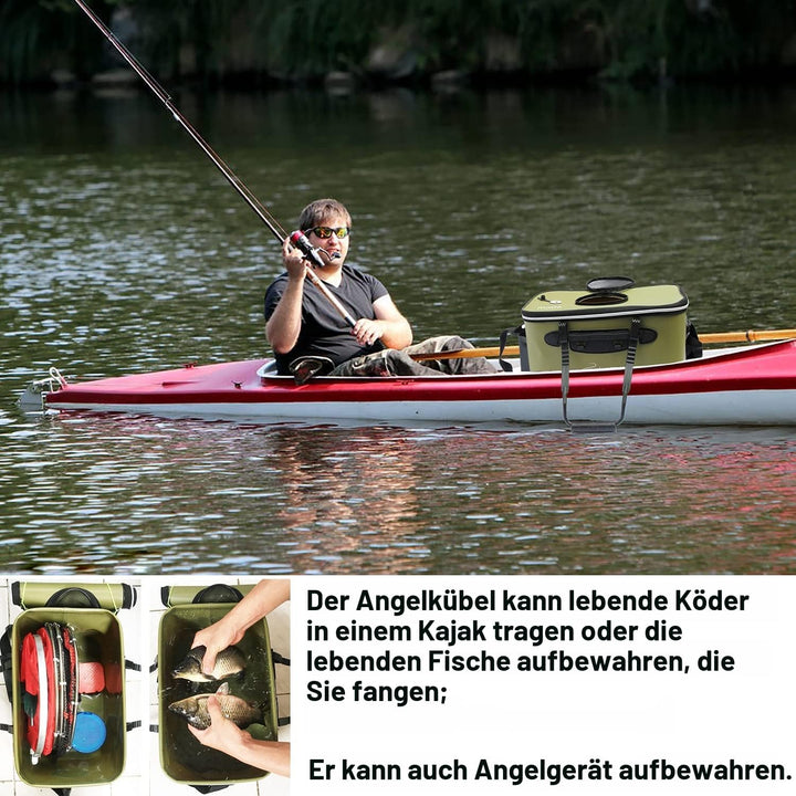 MMSGA Angeleimer, 23L/30L/38L Tragbarer Faltbarer Angelköder-Eimer，Multifunktionaler Behälter für le