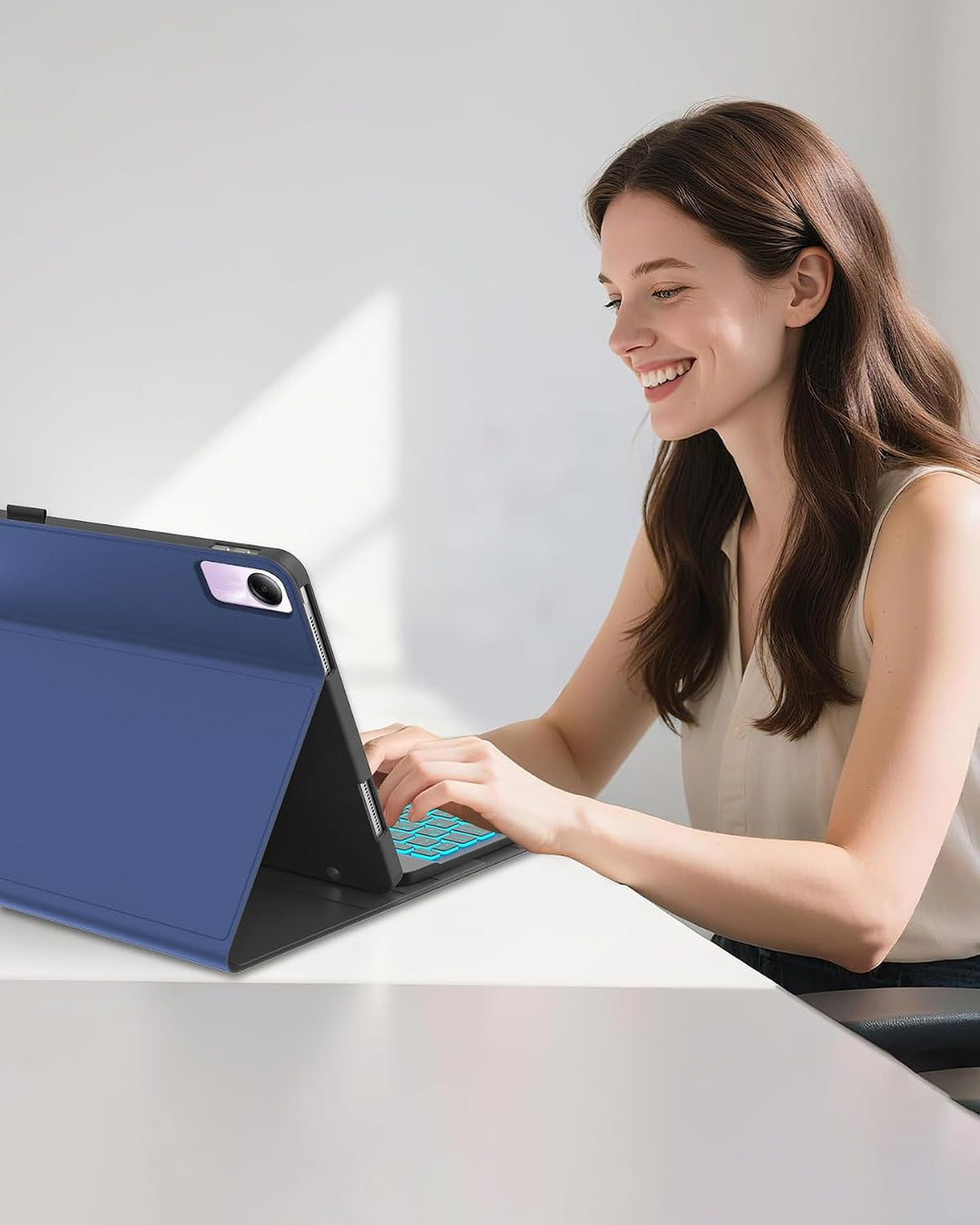 Für Redmi Pad SE 11" Tastaturhülle mit Beleuchtung QWERTZ | Für Redmi Pad SE 11 Hülle - Mit 7-Farben