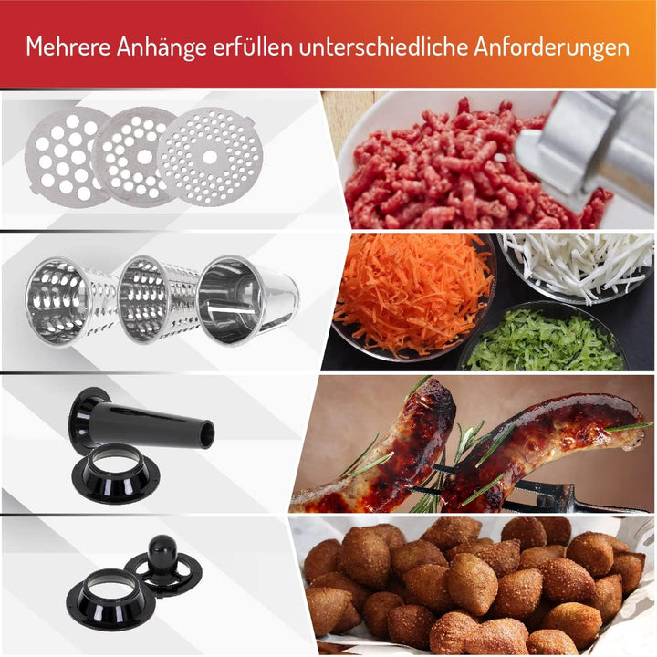 Adler AD 4813 Fleischwolf Nr. 5 mit Aufschnittmaschine, 2000 W Hackfleisch Maschine, Fleischschneide