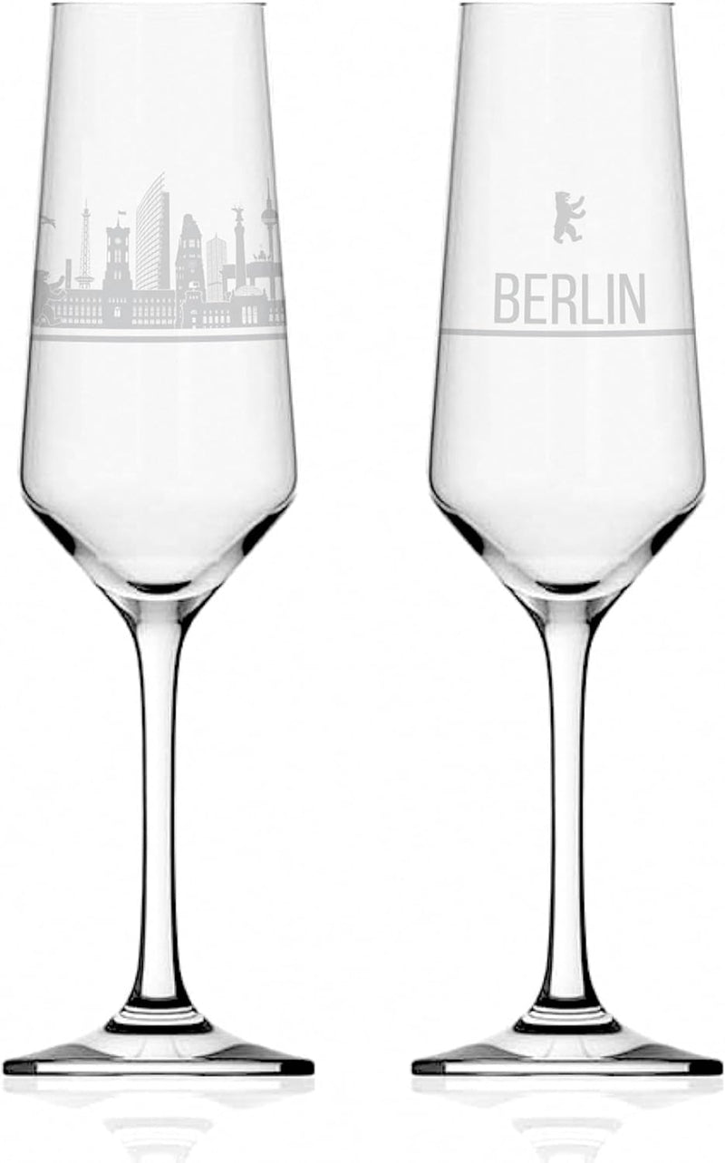 3forCologne Sektglas 2er Set mit Skyline - Das exklusive Sektglas mit den wichtigsten touristischen