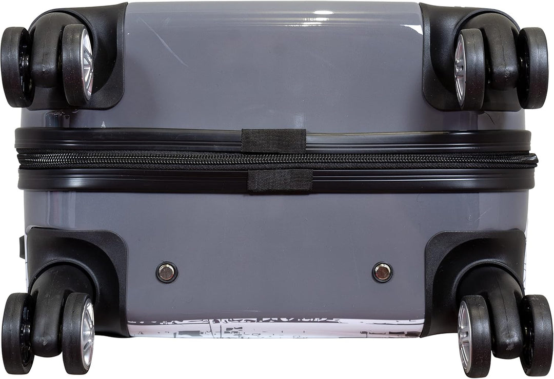 Trendyshop365 Hartschale Handgepäck Rollkoffer mit Flugzeug Städte Motiv - Fly The World schwarz - 5