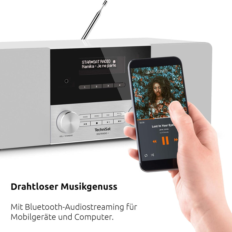 TechniSat DIGITRADIO 4 - Stereo DAB Radio (DAB+, UKW, Bluetooth-Audiostreaming (Empfang), Kopfhörera