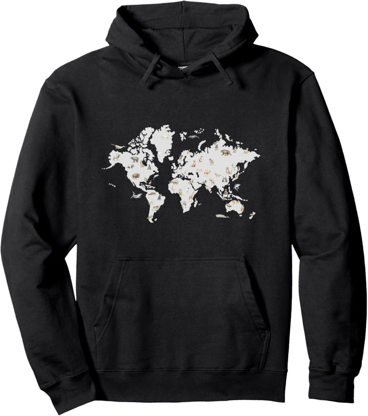 Weltkarte Bildung Tiere Erde Geographie Lehr Kunst Pullover Hoodie