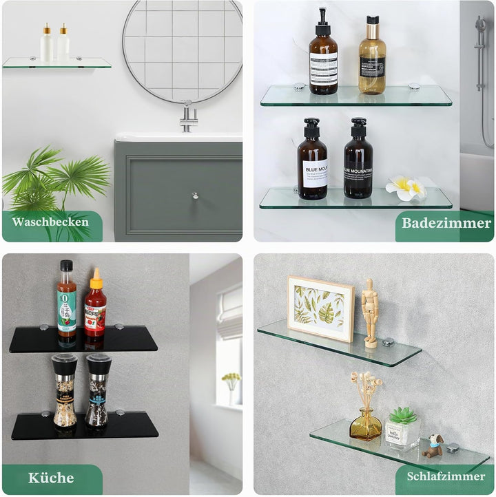 SAYAYO Glasregal Badezimmer, Badregal Duschablage Glasablage mit 7MM Dicke Rechteck Regal Glas Badre