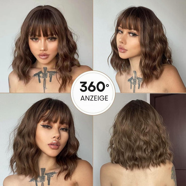 HAIRCUBE Kurze Charming Bob mit Bangs Perücken für Frau Natur Hitzebeständige Synthetische Faser Par
