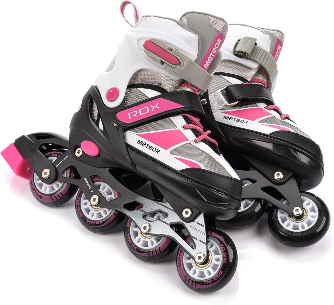 meteor Rox sichere verstellbare Kinder Inline‑Skates – Inliner für Mädchen Jungen – ABEC‑7 Carbonlag
