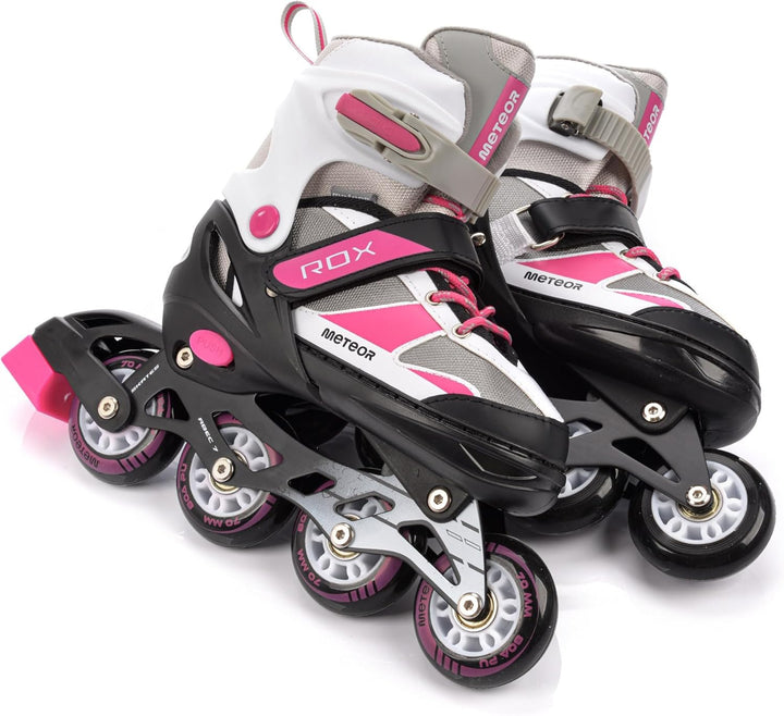 meteor Rox sichere verstellbare Kinder Inline‑Skates – Inliner für Mädchen Jungen – ABEC‑7 Carbonlag
