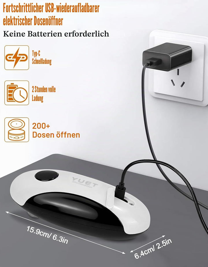 YUET USB Wiederaufladbarer Elektrischer Dosenöffner, Batteriebetrieben, Automatischer Glasöffner Für