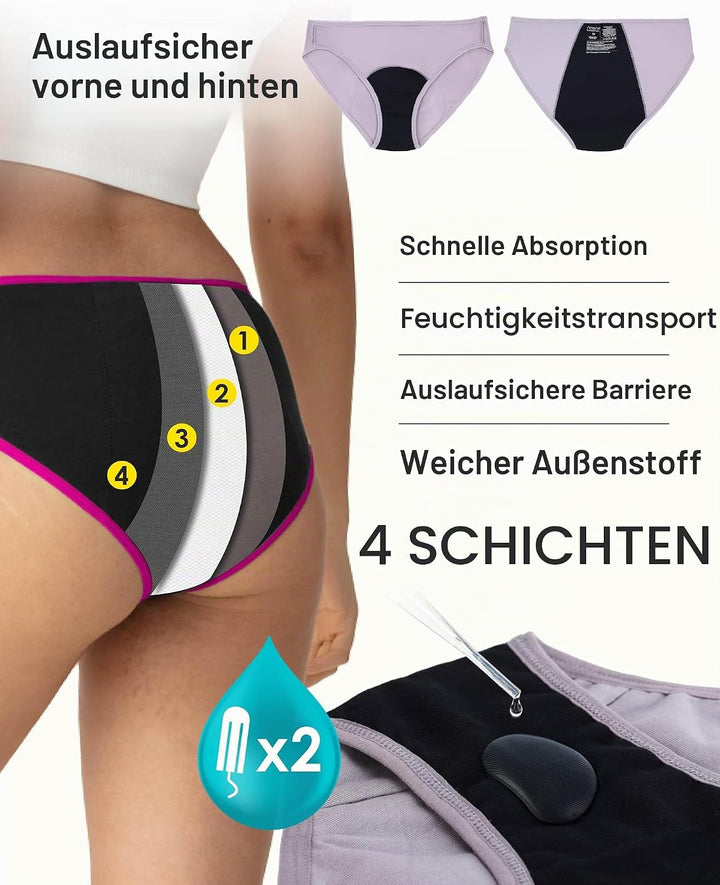 Neione Periodenunterschwäsche Menstruation Unterhosen Perioden Unterwäsche Damen Brazilian Slip 4XL