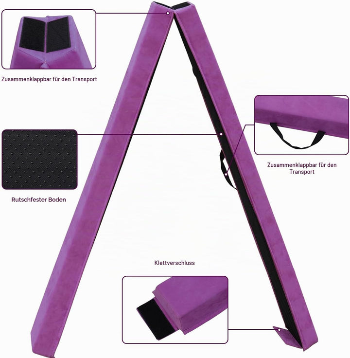 Schwebebalken Klappbar, Rutschfester Boden, 240/270/300 cm | für Kinder &amp; Erwachsene | Turnen &amp; Gymn