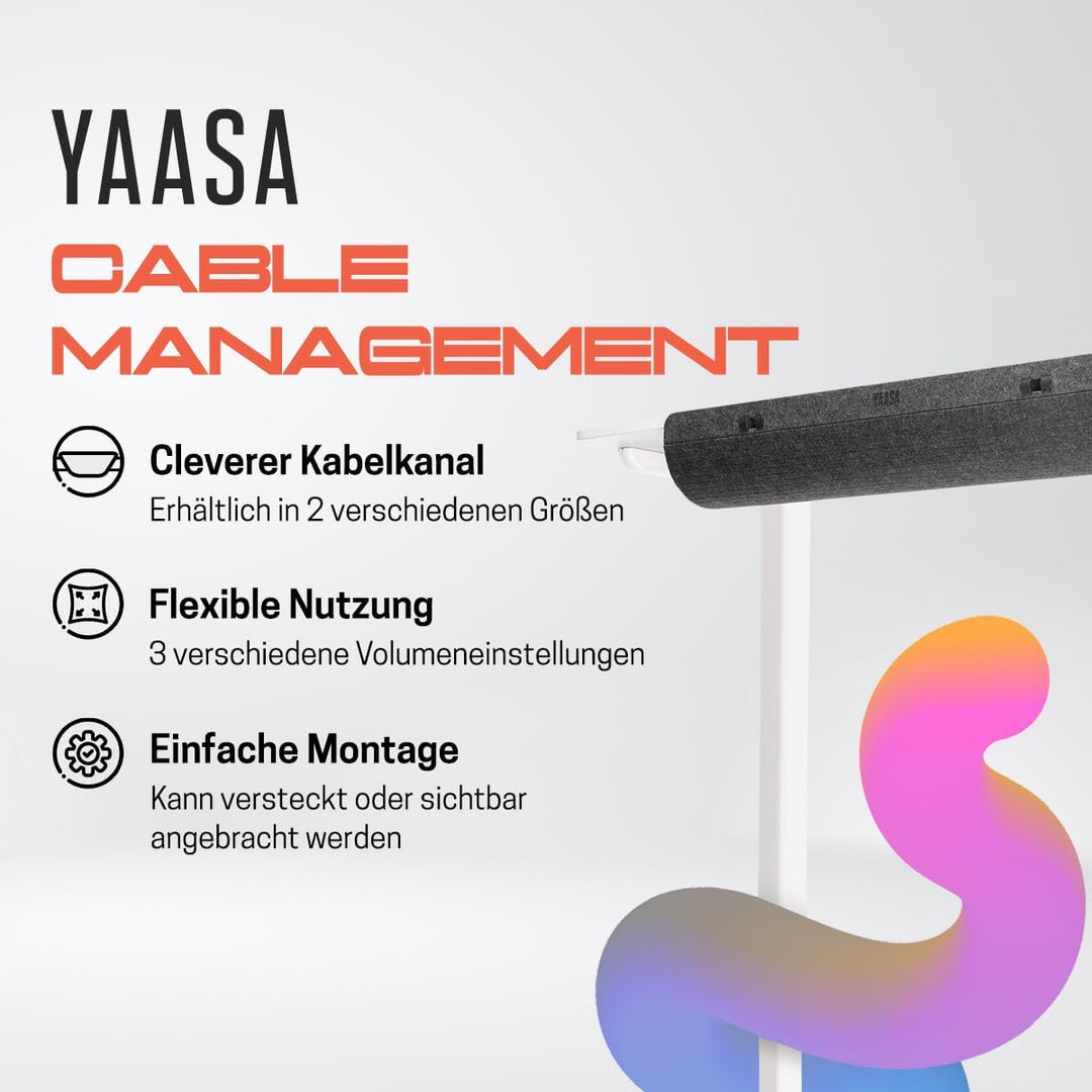 Yaasa Cable Management S/M Kabelkanal Schreibtisch, Volumen und Montageposition anpassbar, Kablemana