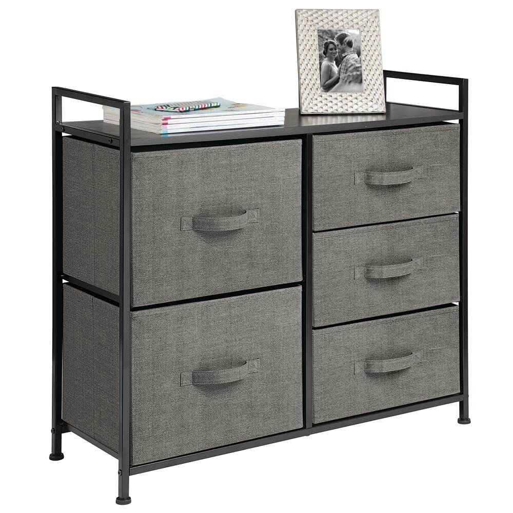 mDesign Kommode aus Stoff – schmaler Schrank Organizer mit 5 Schubladen – praktisches Aufbewahrungss