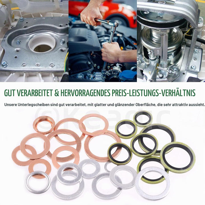 Keadic 143Pcs Ölablassschraube Dichtungen Unterlegscheiben Sortiment Set, 11026-01M02, N0138157 Öl Q