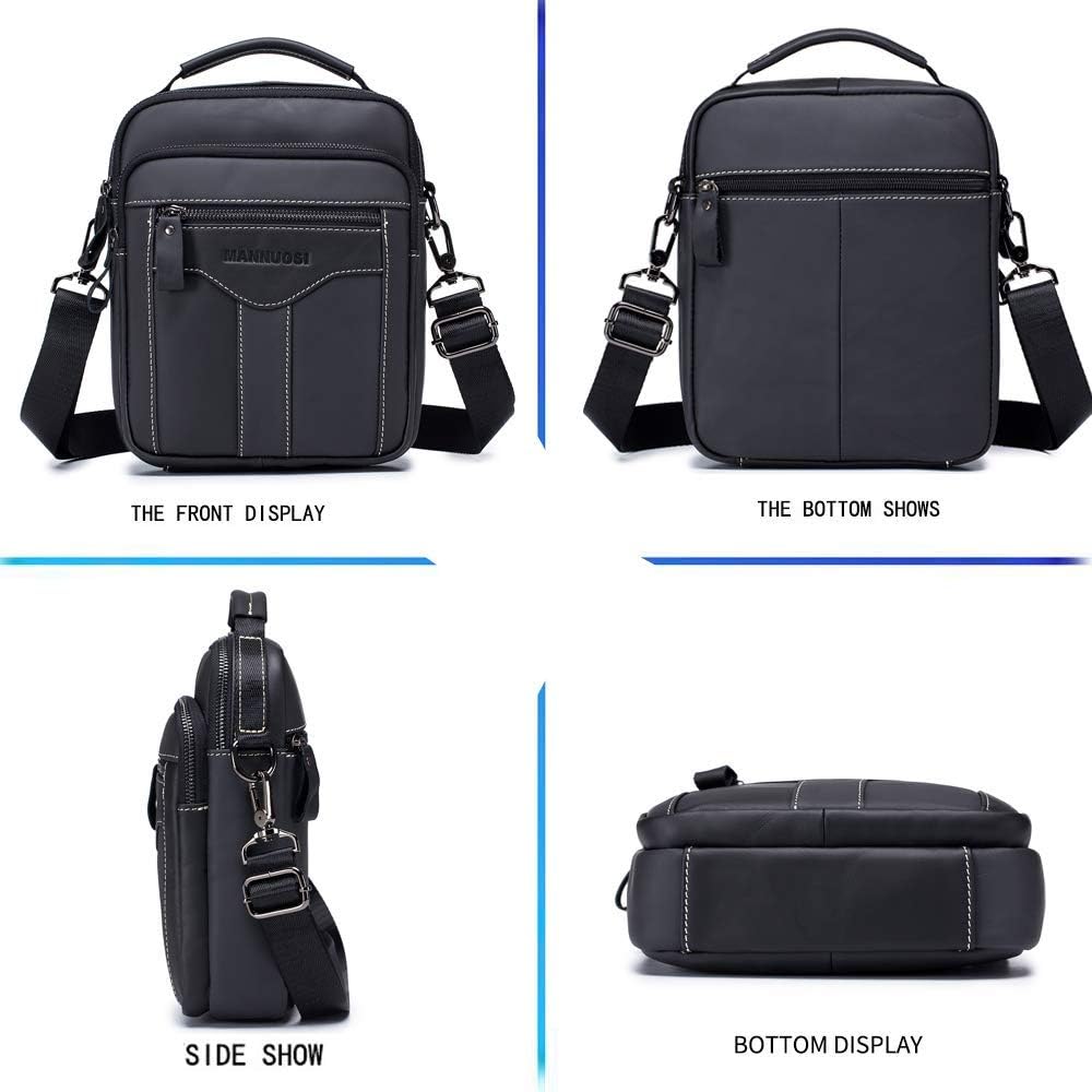 MANNUOSI Herren Schultertaschen business Freizeit Henkeltaschen echtleder vintage Handtaschen Einhei