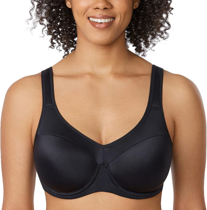 DELIMIRA Damen Bügel BH Stütz Vollschalen Leicht Gefütterter Grosse Grössen 80B Schwarz, 80B Schwarz