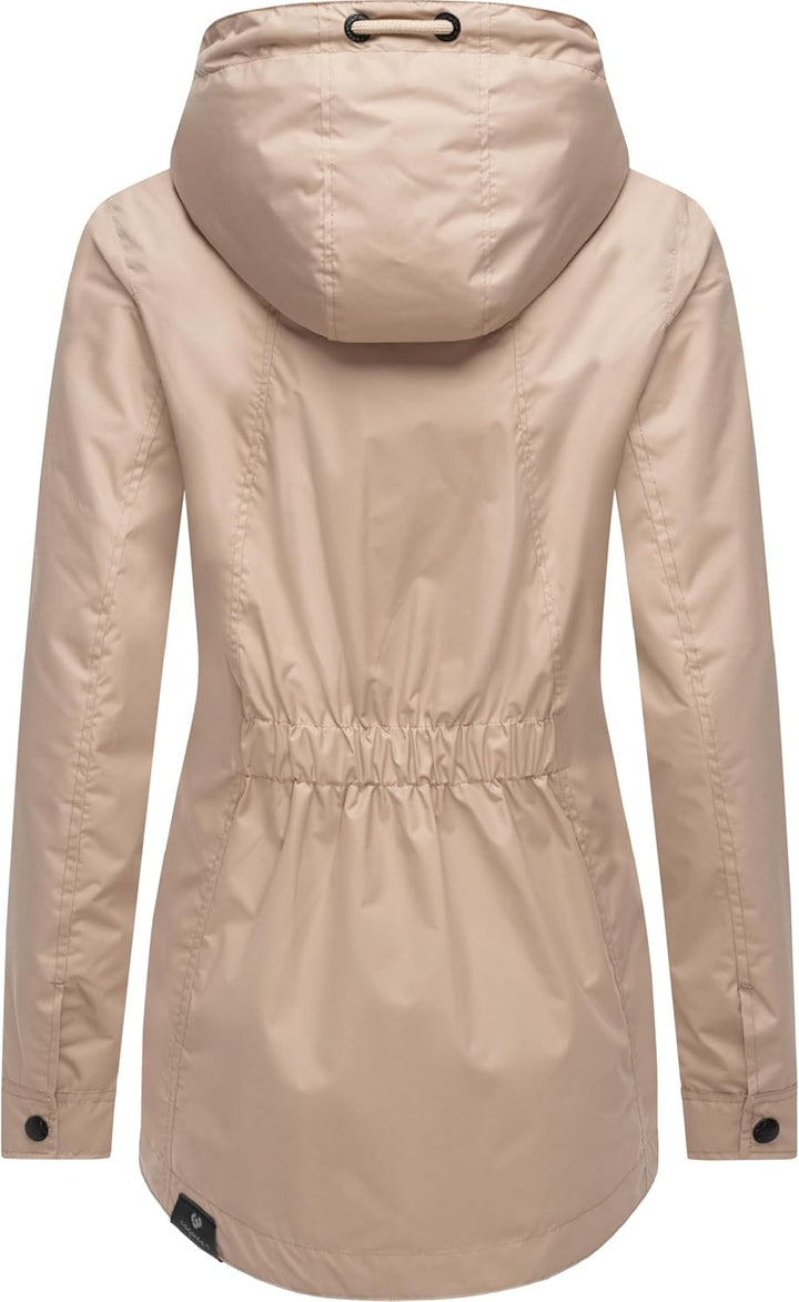 Ragwear Damen Übergangsjacke leichte Jacke Kurzmantel wasserdicht mit Verstellbarer Kapuze Zuzka Int