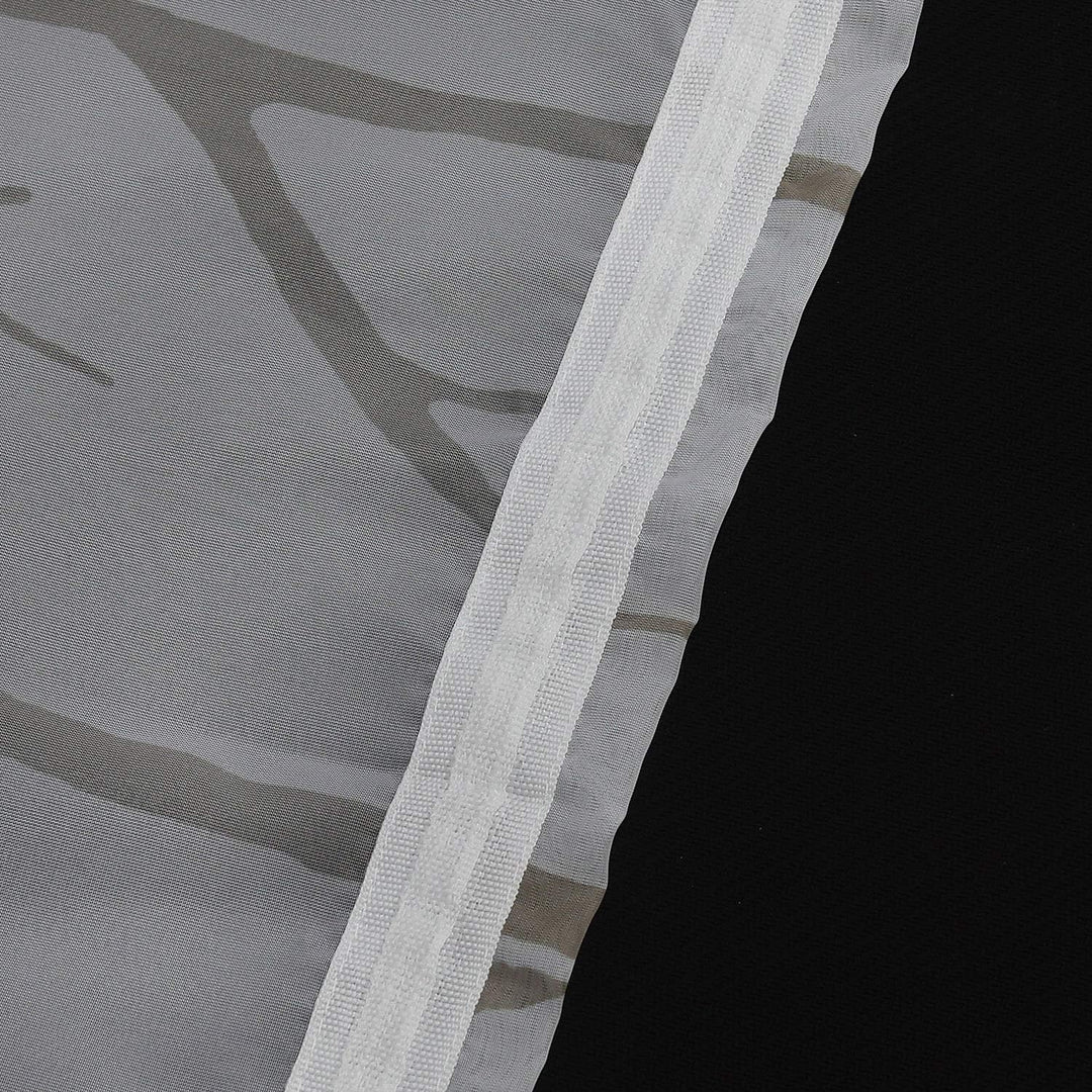 HongYa 1 Stück Transparente Gardine Schal mit Kräuselband Voile Vorhang Fensterschal Äste Muster H/B