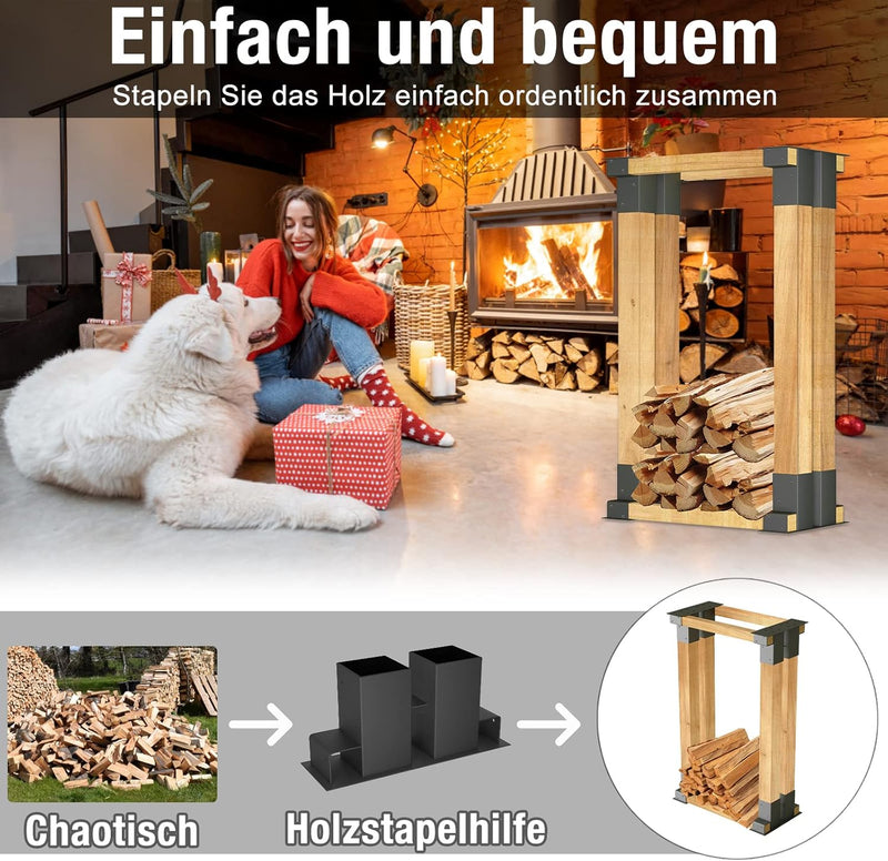 NAIZY Holzstapelhilfe Stabile Stapelhilfe für Brennholz 8er Set Holzstapelhalter für Kaminholz Kamin