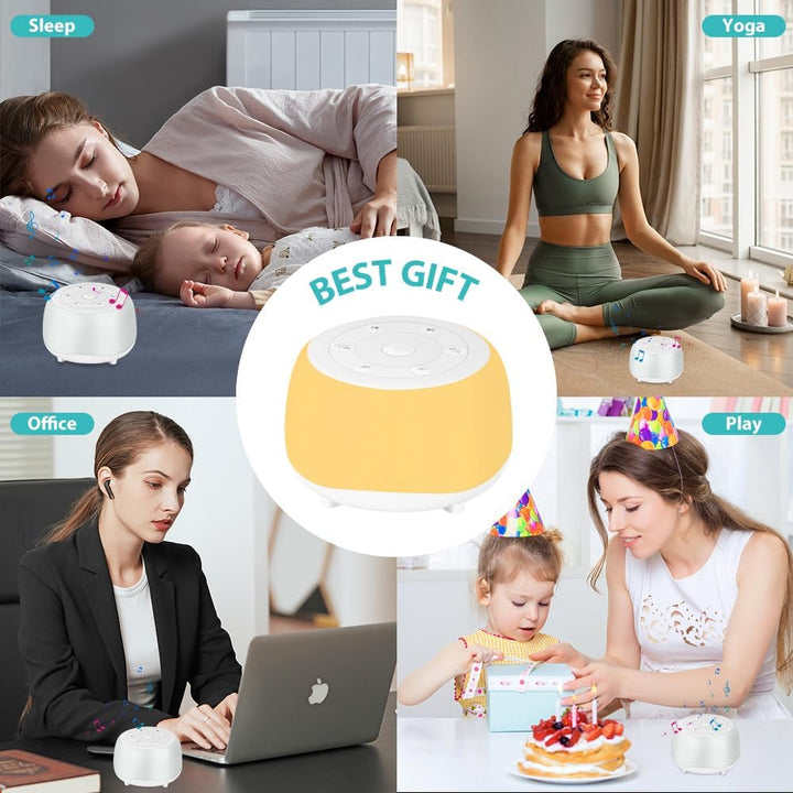 White Noise Machine, Tragbare Baby-Einschlafhilfe, Einschlafhilfe mit 34 Geräuschen,Tragbare Bluetoo