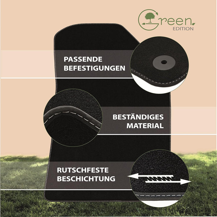 MAT10 Green Edition – Auto-Fussmatten passend für VW Passat B8 (ab BJ 11/2014, Typ 3G) | nachhaltige