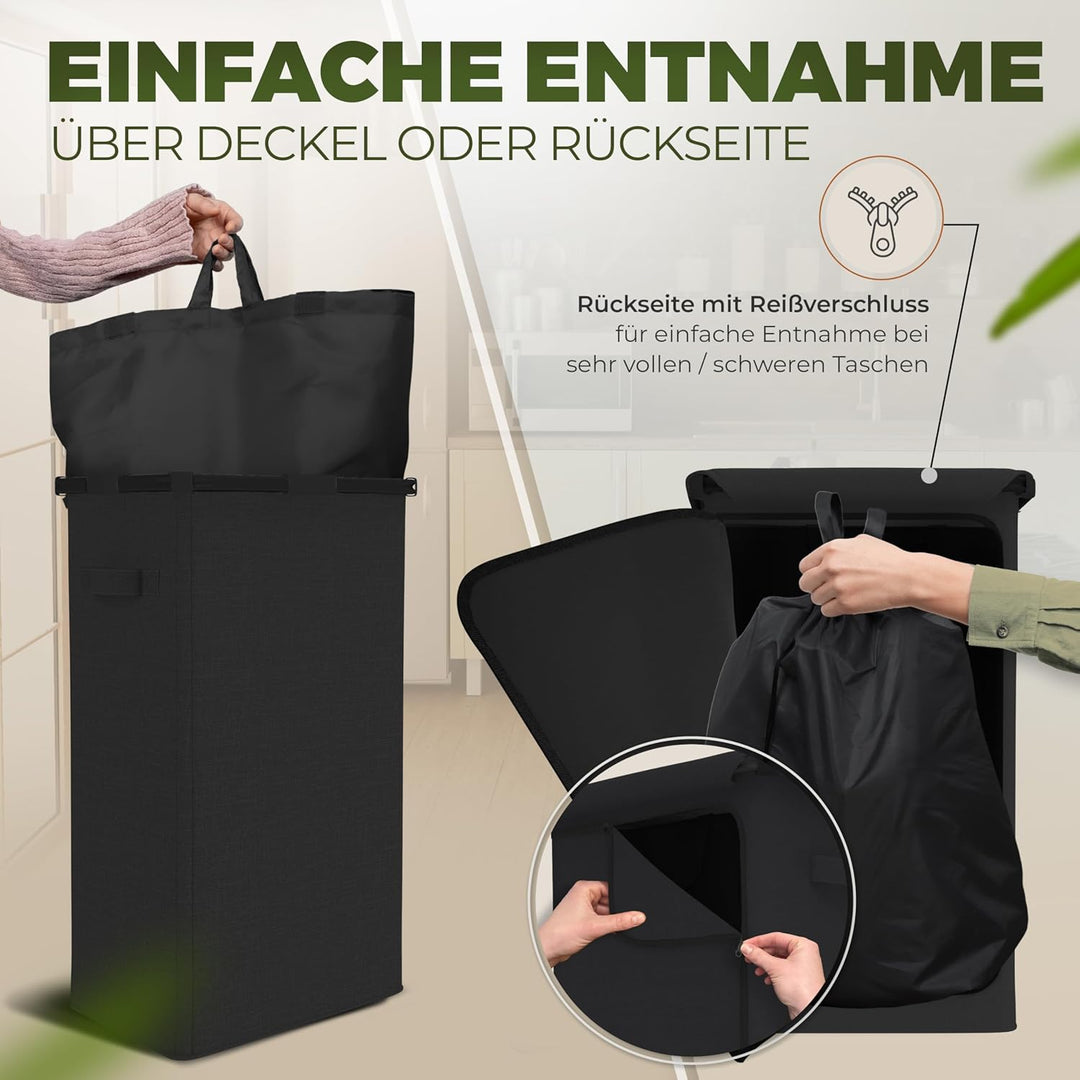 Pfandflaschen Sammelbehälter Metallrahmen mit Tragetasche, Reissverschluss und Drehdeckel am Pfandfl