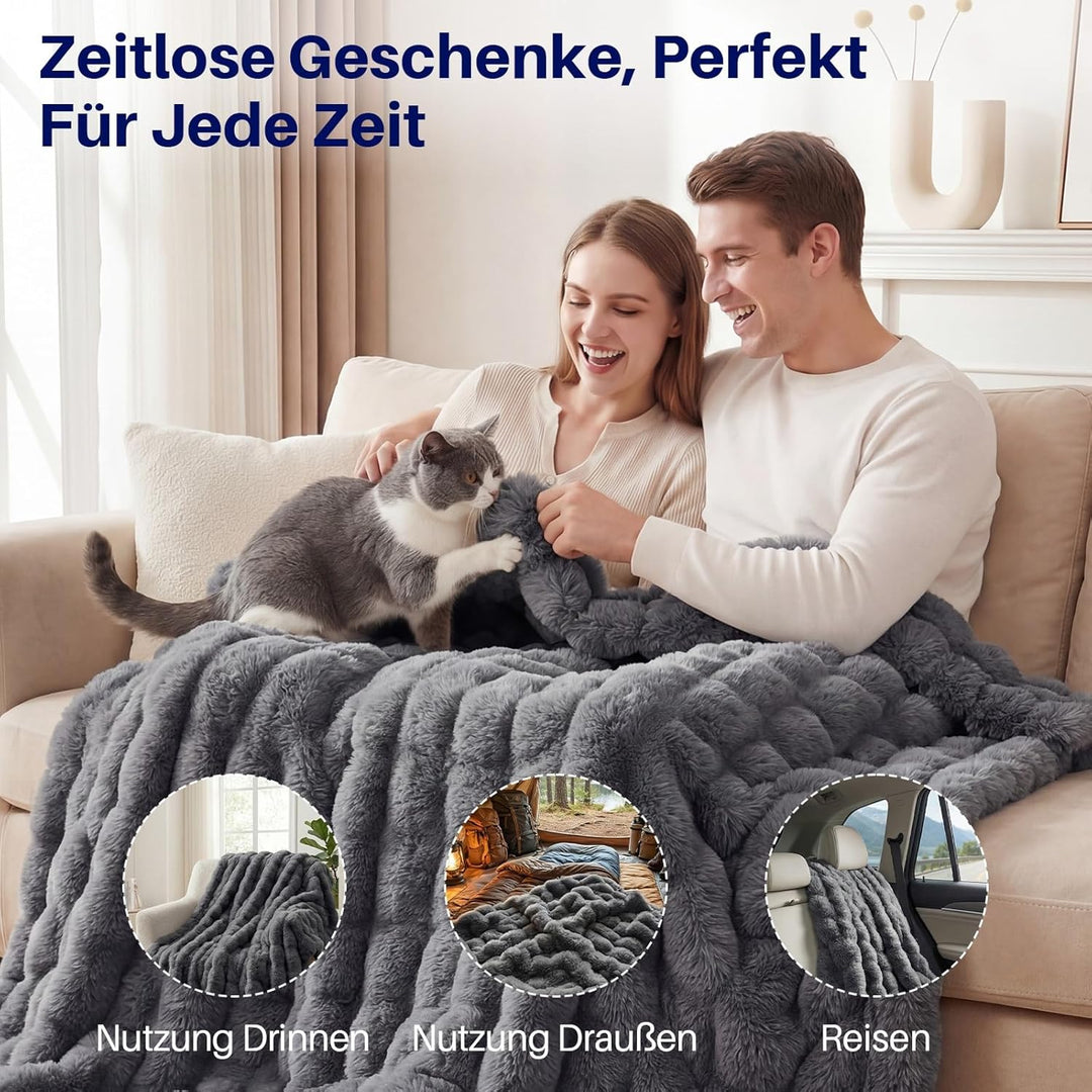 Kuscheldecke Kaninchen Plüsch Decke Super Soft Wohndecke Dick 1000 G/M² Flanell Decke Couchdecke War