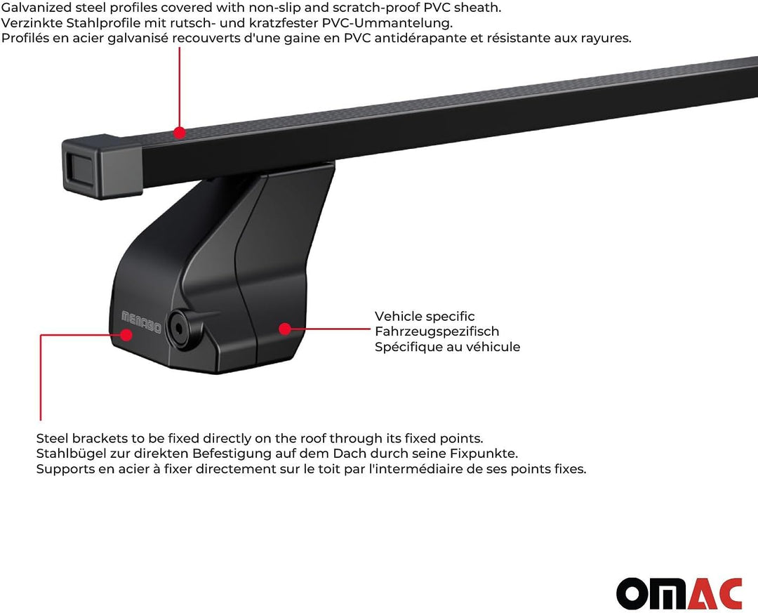 OMAC Dachträger Querträger Stahl für VW T5 T6 T6.1 Transporter Multivan Caravelle 2003-2024 – Abschl