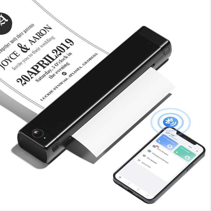 Phomemo M08F Mobiler Drucker A4 für Unterwegs Thermodrucker - Tragbarer Bluetooth Drucker für Den He