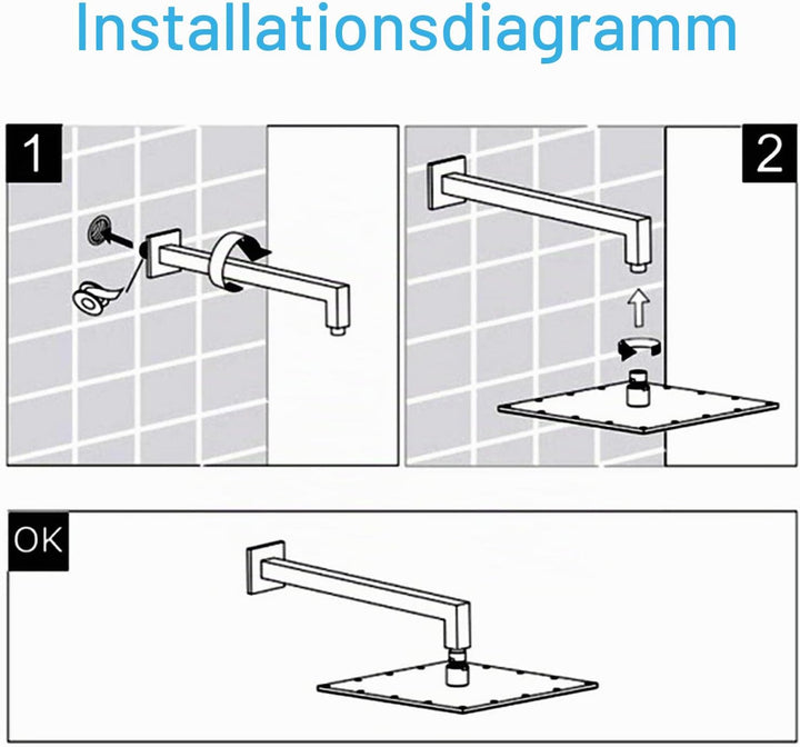 Rainsworth 400 MM Messing Brausearm Wandarm Duscharm für Duschkopf, Halter von Regendusche Regendusc