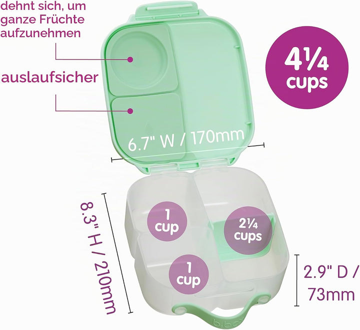 b.box Mini Brotdose | Bento-Box mit 3 Fächern (2 auslaufsicher) | Ideal für Kleinkinder, Kinderlunch