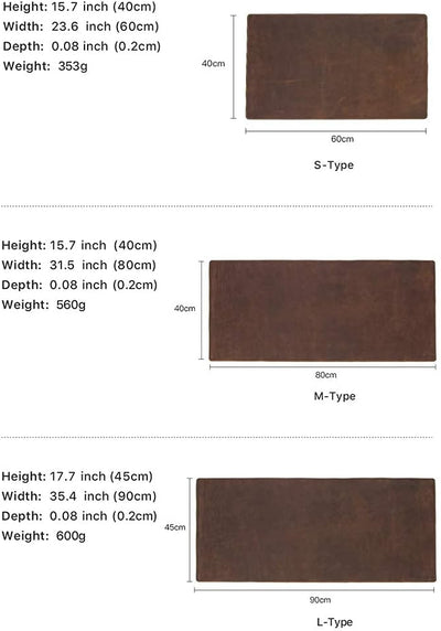 Contacts Echtes Leder Laptop Schreibtisch 40X60 cm Pads & Blotters Mauspad Tischmatte Kaffee (S), S