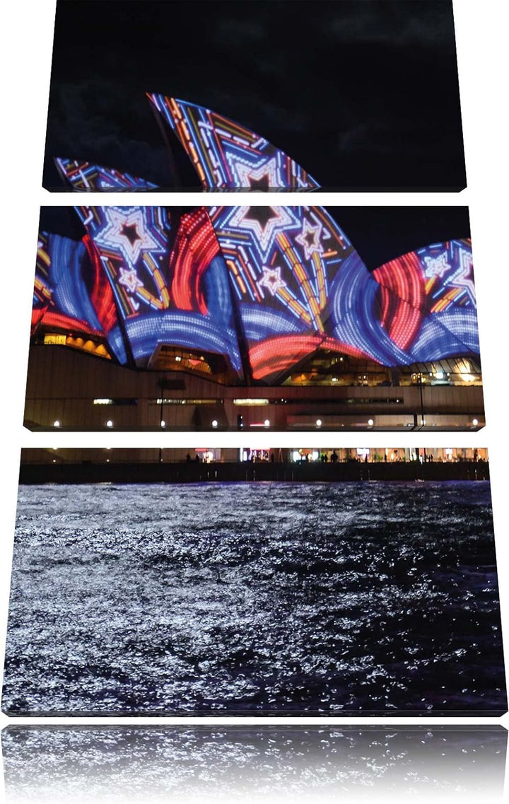 Pixxprint Sydney Opera House als Leinwandbild/Grösse: 3 Teilig (120x80) cm/Wandbild/Kunstdruck/ferti