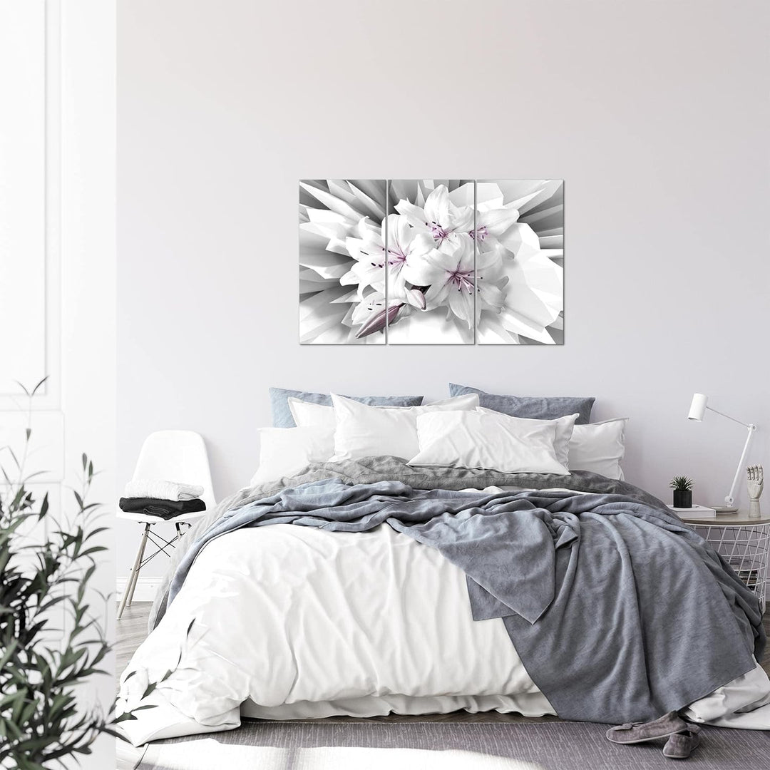 Runa Art Wandbilder Blumen Lilien Bild XXL Wohnzimmer Schlafzimmer Grau Violett Abstrakt 120 x 80 cm