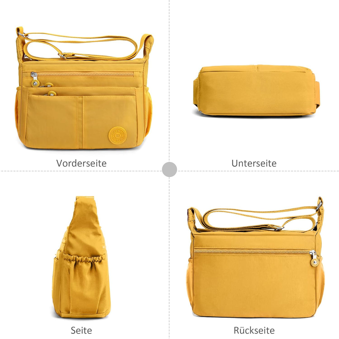 DIRRONA Beiläufig Damen Umhängetasche Multi Pocket Crossbody Bag Mittelgrosse Umhängetasche Aus Nylo