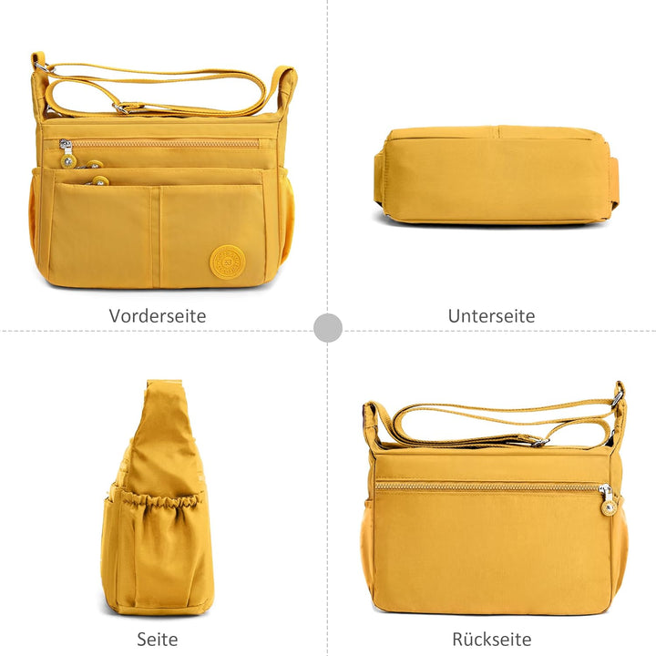 DIRRONA Beiläufig Damen Umhängetasche Multi Pocket Crossbody Bag Mittelgrosse Umhängetasche Aus Nylo