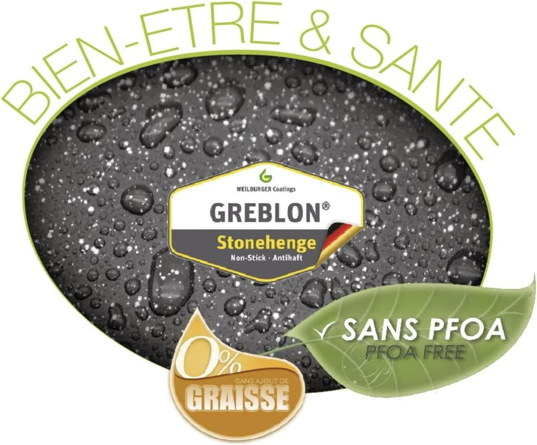 Cflagrant Grillofen 28cm Stone Way mit abnehmbarem Griff Alle Leuchten inklusive Induktion ohne PFOA