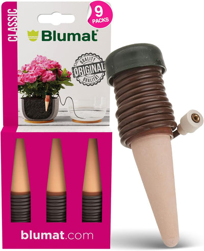 Blumat 12500 Bewässerung für Pflanzen, Pflanzenbewässerung Wasserspender, Terracotta/grün (9 Stück)