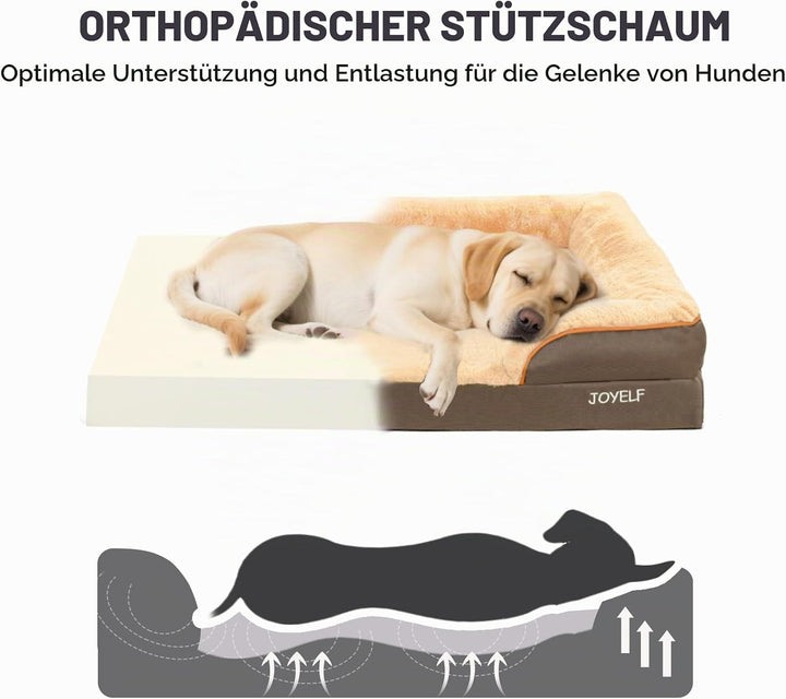 JOYELF Hundebett für grosse Hunde, Schaumstoff-Sofabett, Tierbett mit Kissen und Rutschfester Unters