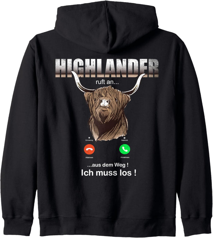 Highlander ruft an! Lustiges Rinderzucht Hochlandrind Kapuzenjacke