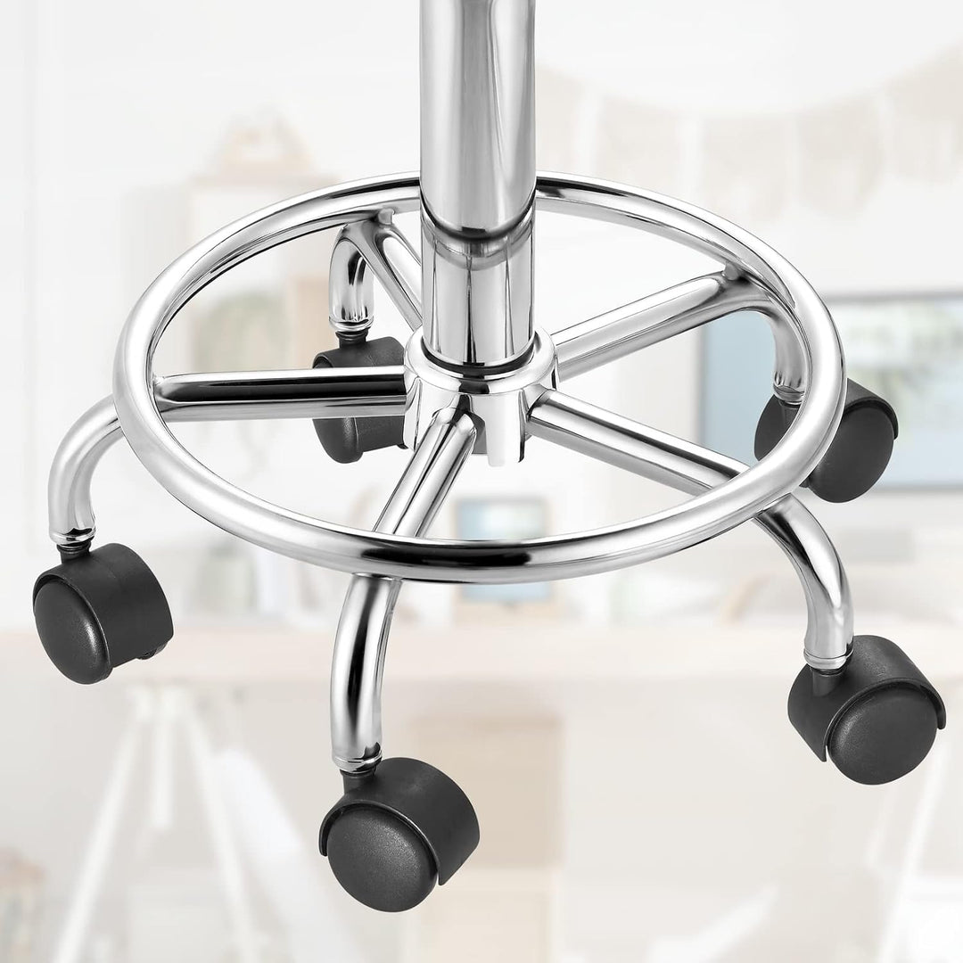 Casaria® Rollhocker Höhenverstellbar 10cm Polsterung 360°C Drehbar 51-65cm Sitzhöhe Fussstütze Küche