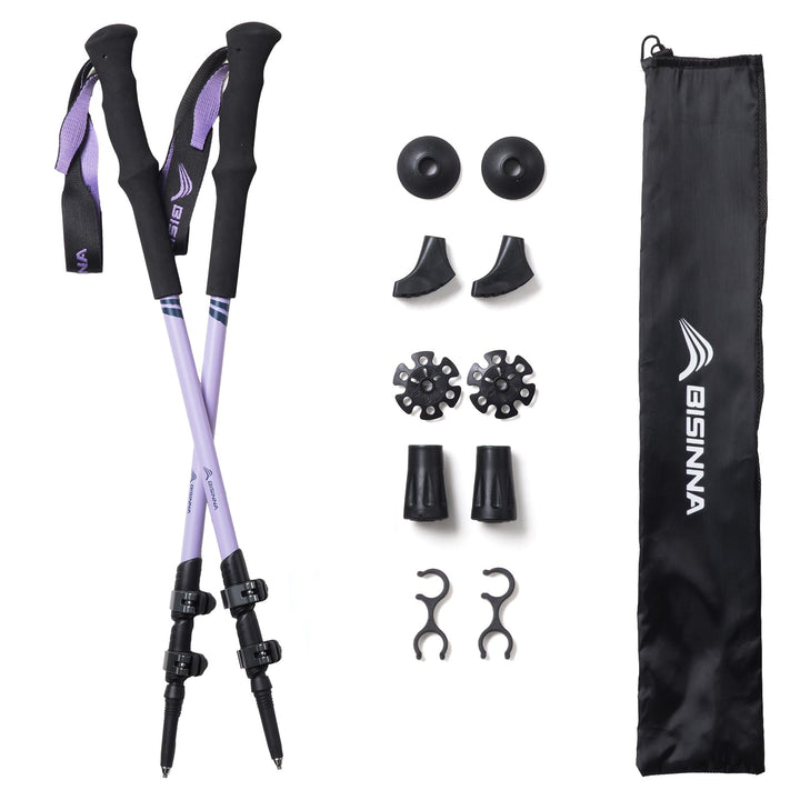BISINNA Teleskop Wanderstöcke Carbon mit Eva, Leichte Nordic Walking Stöcke für Damen und Herren, Tr