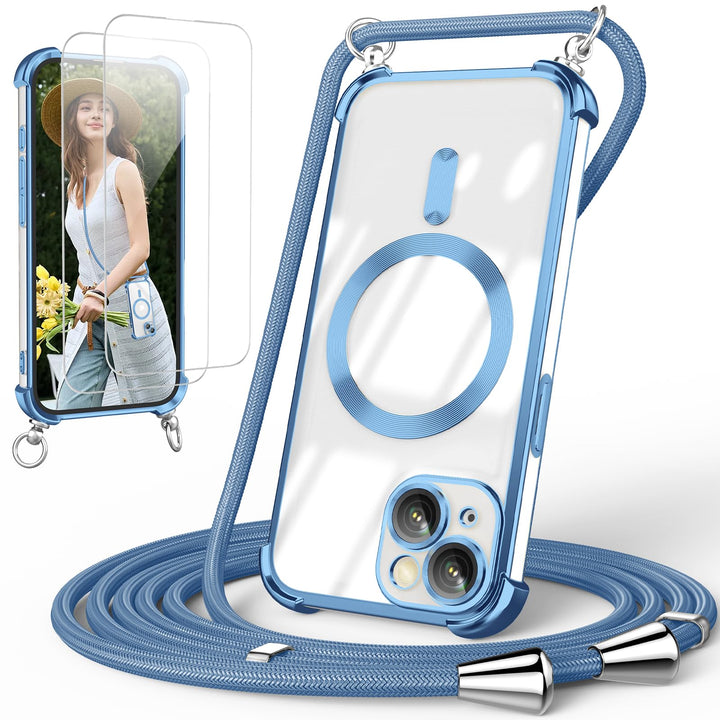 GOODVISH Handykette für iPhone 14 Hülle mit Band Magnetisch, Blau iPhone 14 6.1" Blau, iPhone 14 6.1