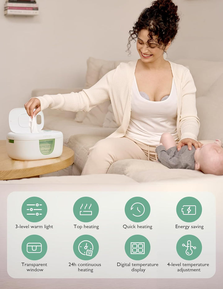 Momcozy Feuchttuch Wärmer, Federdesign, Feuchttücher Box mit grossem Fassungsvermögen, schnelles und